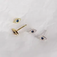 925 Sterling Silver Zircon Blue Evil Eye Stud Earrings Women Classic Temperament Wedding Jewelry Accessories 2791 Q2