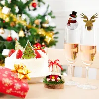 Decorações de Natal Noel Cust Card Card Hat Hat Hat Wine Glass Decor de vidro de Natal Ornamentos em casa Ano do ano do ano 2022