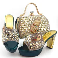 Zapatos de vestir Spring Style Style Italian Ladies Party and Bags Set Elegant Bombas Bag para que coincida con la celebración