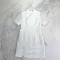 2021 Bianco floreale ricamo stampa donne vestito Dress da donna runway stand collare maniche corte impero abito estivo 052812