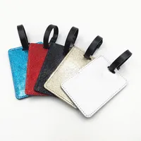 DHL-Tasche Teile Sublimation DIY weiße leere PU-Pailletten Kofferanhänger Etikett Riemen Koffer Mix Farbe