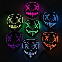 Neon conduziu a máscara de Halloween iluminar-se assustador máscara facial máscara engraçado máscaras mascara festa de festa cosplay fornecimento presente