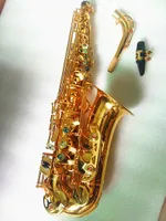 Top Marca Yanagisawa Alto Saxofone WO1 Gold Lacquer Sax Profissional Bocal Patches Patchs Reeds Bend Pescoço e Hard Box