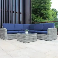 US Stock 6 Pieces Outdoor Wicker Furniture Sectional Sofa sätter A17 A50