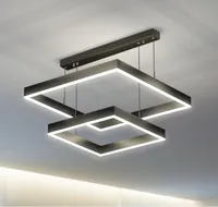 Minimalistische Moderne LED Kroonluchter Lampen Huisverlichting Vierkant Slaapkamer Ringen Plafond Gemonteerd Studie Hanglamp