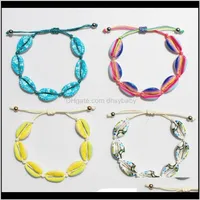 Drop Delivery 2021 Handmade Shells Jewelry Knitted Rainbow Colorful Hand Knit Girls Beads Strand Adjustable Bangles Braided Charm Bracelets F