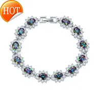 Charm Bracelets womens Crystal Bangle gold silver plated seven Zircon Fashion sunflower bride&#039;s jewelry