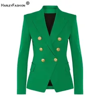HarleyFashion Classic Design Women Elegant Style Casual Blazers Solid Color Slim Autumn Green Blazer High Quality 220107