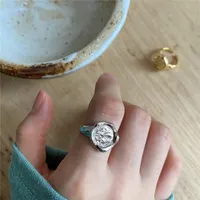 Cluster Ringen Ruiyi 100% 925 Sterling Zilver European Persoonlijkheid Abstract Vintage Voor Vrouwen Onregelmatige Bump Texture 18K Gold Niche