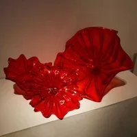 フラワーウォールランプハンド吹き飛ばされた居間のガラス板のためのムラノガラス板のためのムーノガラス板は、カスタマイズされたクリアまたは赤い色の直径20と40 cmのためのアートの装飾