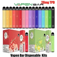 100% Original VAPEN Bar E-cigarettes Pod Device Kit 650 Puffs 500mAh Battery 2ml Pre-filled Pods Cartridges Stick Vape Pen 2% Strength EU TPD Packaging Vs XXL Plus Elf Lux
