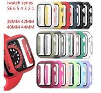 Geeignet für Apple Watch Case PC uhr-Fälle für Apple Smartwatch 38mm 40mm 42mm 44mm mit gehärtetem Glas-Displayschutz-vollständiger Abdeckung