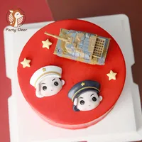 その他のお祝いパーティー用品タンクビッグヘッド敬礼兵士のテーマ誕生日ケーキトッパー男の子は子供の軍の装飾を好む