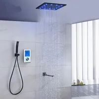 Duş Başlığı LCD Dokunmatik Ekran Dijital Ekran Seti Sıcaklık Kontrolü 16 inç 180 Derece Döner Musluk Banyo Setleri