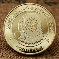 Papai Noel Desejando Coin Collectible Gold Plated Lembrança Coleção North Pole Coleção Presente Feliz Natal Comemorativo Moeda