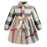 女の赤ちゃんのドレスデザイナーの服のドレス夏の女の子ノースリーブの綿の赤ちゃんキッズビッグチェック柄弓ドレス