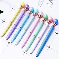 Ballpoint Pens 10Pcs Fashion Girl Big Pearl Business Office Candy Rollor Metal Pen School Stationery Supplies Rose Gold 11 Colors