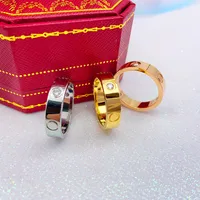 2021 moda quente 316L jóias de aço inoxidável 6mm e 4mm anéis de amor para mulher homem amante anéis presente 18k ouro-cor rosa banhado a ouro não vem com caixa