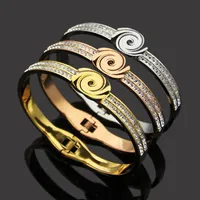20 design mix de alta qualidade fábrica larga grande 17 cm diamante diamante pulseira de casamento rosa prata 316L flor de aço inoxidável amor jóias mulheres braceletes