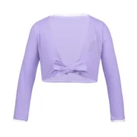 Jackets Kids Girls Cardigan Long Sleeve Front Knot Ballet Dance Tutu T-Shirt Top Shiny Rhinestone Print Wrap For Gymnastic Dancewear