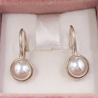 Andy Jewel Tualtic 925 Sterling Silver Studs Luminous Frocklets Drop Earrings White Crystal Pearl Fits 유럽 판도라 스타일 스터드 보석 290746wcp