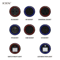 KXN Electrical Multifuncional UE Reino Unido US Universal British Francia Adaptadores Enchufe la aleación de aluminio con LED para los sockets de la pista de potencia 211007