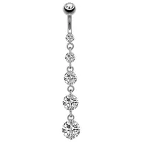 Acero inoxidable Zircon Long Dangle Red Red Rhinestone Nave Belly Ring Button Barbell Anillos Piercing Joyería inversa 681 T2