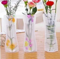 50pcs Creative Clear PVC Vases en plastique PVC Sac d'eau Eco-convivial Vase fleur pliable réutilisable Accueil Mariage Party Décoration Rh3641