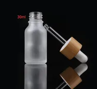 15 ml 20 ml de tampa de bambu de bambu fosca gotas de vidro garrafa líquida reagente líquido garrafas de pipeta aromaterapia Óleos essenciais perfumes