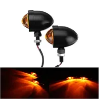 Pair 12V 5W Motorcycle Turn Signal Lights Scooter Bulbs Cafe Racer Universal 10mm - Black