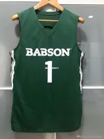 Venta al por mayor Beaver Babson College Beavers # 1 Mens Baloncesto Juego Jersey Green T-SHIRT chaleco cosido Basketball Jerseys NCAA