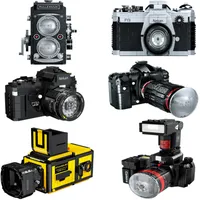 Классическая ретро цифровая пленка камеры TLR SLR мини-блок сборки модели Nikoning Canoning Hasselblading Build Build кирпичная образовательная игрушка