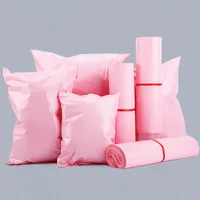 Presentförpackning Miljö Ljus Rosa Plastkuvert Självtätande lim Express Väska Poly Mailer Postlådor Förpackningspåsar