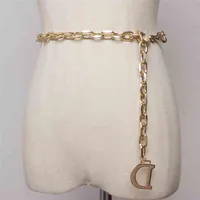Mode D Lettre de la chaîne en métal Femmes Taille mince Ceinture d'or et d'argent Disponible 210914
