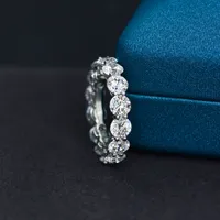 Eternity 5mm Moissanite Ring 100% Original 925 Partido de plata esterlina Anillos de boda para mujer Joyería de compromiso fino