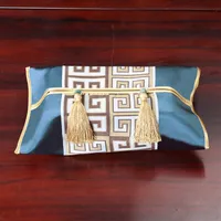 ラグジュアリーの新しい中国風のシルクブロコードティッシュボックスカバーナプキンの揚げ紙袋ポケット収納ケースリビングルームのテーブルの装飾