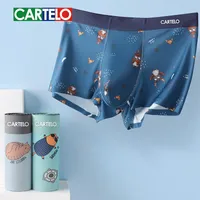 Underpants Cartelo 남성의 순수면 복서 만화 인쇄 그래 핀 3A 항균 속옷 수분 흡수 소프트 탄성 수컷 속도