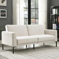 Meble do salonu Orisfur. Aksamitne tapicerowane nowoczesne zamienne składane futon sofa dla kompaktowej przestrzeni mieszkalnej, mieszkania, D526S