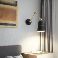 Uzun kollu duvar lambası, Nordic tarzı salıncak demir oturma odası için LED iç aydınlatma, artı lambalar E27 BD1573C