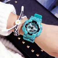 Relógios de pulso Ins Harajuku Estilo Moda Big Dial Multi-função à prova d'água de esportes frescos e versáteis Exposição dupla relógio de mulheres