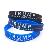 Trump 2024 Silicone Bracelet Black Blue Wristband Party Favor ZZA3299