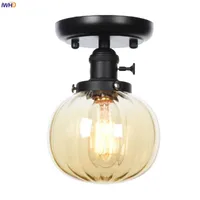 Taklampor iWhd Amber Glass Ball LED-lampa för vardagsrum Porch trappa ljus loft industriell vintage lampara techo