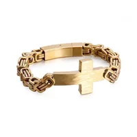 Charm Bracelets Classic Christian Cross For Men 21cm Stainless Steel Byzantine Chain Link Bracelet Armband Prayer Jewelry1
