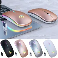 Para laptop pc moo duplo mouse sem fio carregável leve portátil led luz colorida recarregável mudo bluetooth mice11