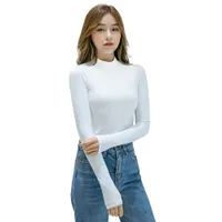 Women&#039;s T-Shirt MRMT 2021 Designer Autumn And Winter 100% Modal Cotton Long Sleeve Half High Neck Slim For Female Tops Tshirt Women