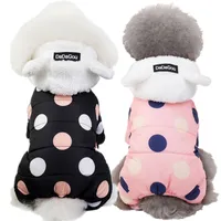 Winter Dog Clothes Hoodie Coat Big Polka Dot Cotton Coat Thicken Winter Warm Clothes for Small Dogs Puppy Sweater Dogs Pets 201126 944 R2