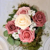 Dekoracyjne kwiaty Wieńce 25 sztuk 8 cm Pe Foam Rose Head Sztuczne bukiet kwiatów do domu Wedding Birthday Party Decor Walentynki Da