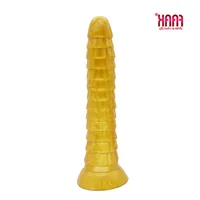 Faak Long Silicone Plug Anal 2020 Novo Dourado Dourado Dildo Com Sucção Taça Sexo Brinquedos para Mulheres Masculino Masturbator Erotic Shop