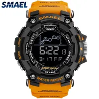 スマールファッション男性オレンジ色の多機能防水ビッグダイヤルLEDデジタルウォッチカジュアルスポーツS腕時計Relogio Masculino 220124