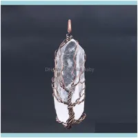 Pendant & Pendants Jewelrypendant Necklaces Fashion Rainbow Crystal Chakra Necklace Sier Wire Wrap Natural Stone Personalized Women Men Drop